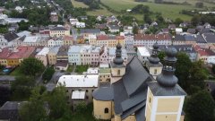 letecký pohled na kostel