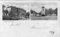 dobová pohlednice vsi s kapličkou (na levém snímku)