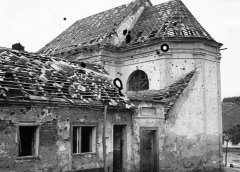 kostel po ruském bombardování