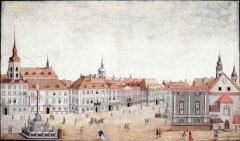 kresba náměstí s kostelem - autor Josef Maserle