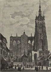 kresba kaple (uprostřed, před katedrálou)
