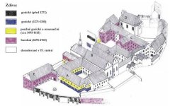 plán kláštera před zrušením - oratoř označena "D"