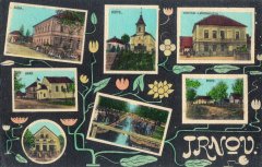 dobová pohlednice vsi s kostelem