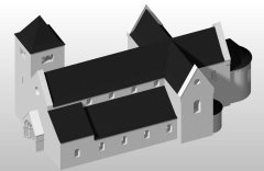 model rekonstrukce románského kostela