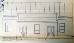 stavební plán rekonstrukce přístavku synagogy - čelní pohled