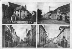 dobová pohlednice města s klášterem