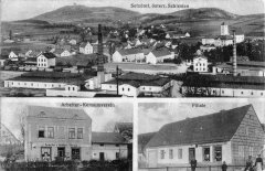 dobová pohlednice vsi s kostelem
