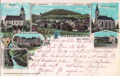 dobová pohlednice města s kostelem