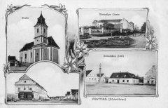 dobová pohlednice městyse s bývalým klášterem (vpravo nahoře)
