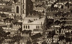 kaple na plánu Praga caput Regni Bohemiae od Folperta van Ouden Allen (s číslicí 87) - detail