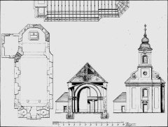 stavební plán kostela od stavitele Schwarzera