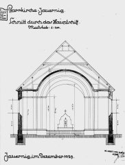 stavební plán kostela od stavitele Schwarzera
