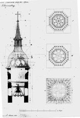 stavební plán kostela od stavitele Schwarzera