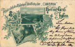 dobová pohlednice města s kapličkou (na horním obrázku, v popředí uprostřed)