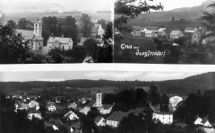 starší foto kostela na okénkové pohlednici