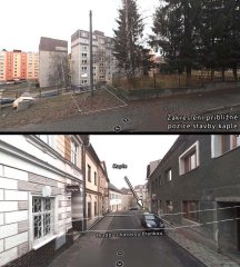 pozice kaple a hradby, montáž