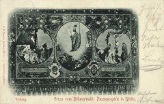 historické foto pašijového divadla, hlavní opona (autor: Franz Schallud, Wien)