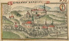 kresba města s kostelem (vlevo s číslovkou 2) - autor Friedrich Bernhard Werner