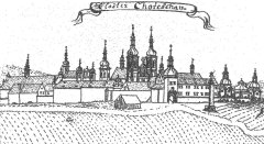 klášter s kostelem na vedutě F. B. Wernera