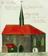 pohled na synagogu okolo roku 1400