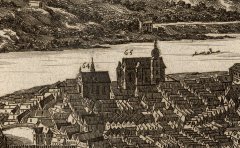 kostel na plánu Praga caput Regni Bohemiae od Folperta van Ouden Allen (s číslicí 64) - detail