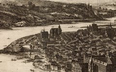 kostel na plánu Praga caput Regni Bohemiae od Folperta van Ouden Allen (s číslicí 64)