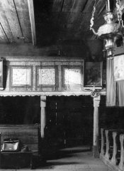 historické foto interiéru původního kostela - kruchta