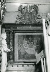historické foto interiéru původního kostela - obraz Poslední večeře Páně