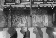 historické foto interiéru původního kostela - tabulové malby