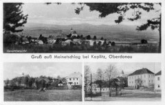 dobová pohlednice vsi s kaplí (vpravo dole)