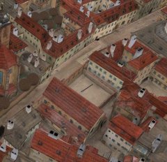 synagoga na tzv. Langweilově modelu Prahy (u šipky)
