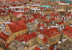 tzv. Langweilův model Prahy, realistický papírový model