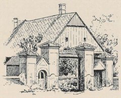 kresba s motivem kaple (vlevo od vrat)