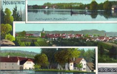 dobová pohlednice vsi s původní kaplí (na dolním snímku)