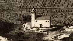 kostel na plánu Praga caput Regni Bohemiae od Folberta van Alten-Allena - detail