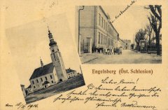 dobová pohlednice města s kostelem