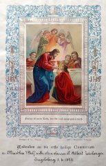 pamětní list na 1. svaté přijímání v roce 1897