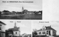 dobová pohlednice vsi s kaplí (na horním snímku vlevo od kostela)
