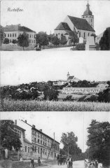 dobová pohlednice vsi s kapličkou (obrácena čelem ke kostelu)
