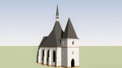 vizualizace kostela - pohled zepředu zleva
