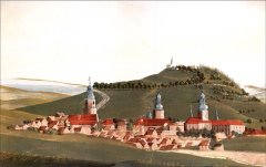 Bruntál s Uhlířským vrchem, neznámý malíř, kvaš na papíře