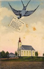 kostel na dobové pohlednici