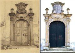hlavní vchod dveře dřevěné okolo 1910 a železné v roce 2016