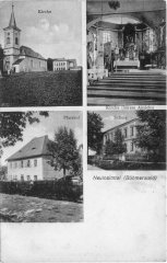 dobová pohlednice vsi s farou