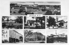 dobová pohlednice města s kapličkou (na prostředním snímku v dolní řadě)