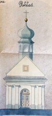 nákres kaple od architekta Josefa Vysloužila