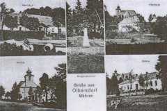 dobová pohlednice vsi s kostelem