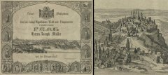 historická veduta „Praha v roce 1536“ (vpravo detail se zvonicí)