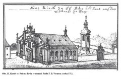 kresba zvonice (vpravo) od F. B. Wernera