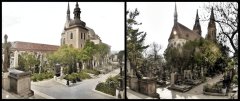 srovnávací foto místa, kde zvonice stála